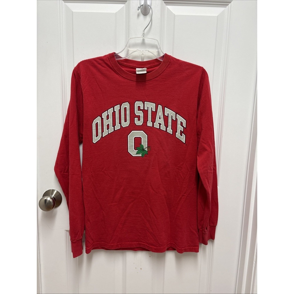 Fruit Of The Loom Vintage Ohio State Long Sleeve T Shirt Red Mens Small